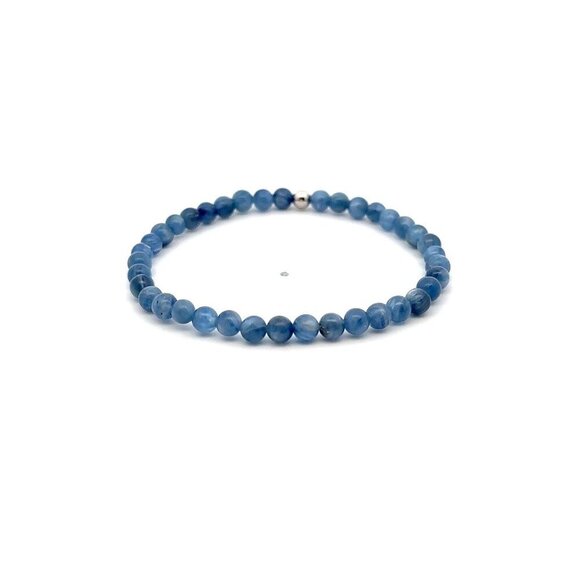 Natural Kyanite Gemstones Mini 4mm 18K White Gold Charm Bead - Picture 3 of 5